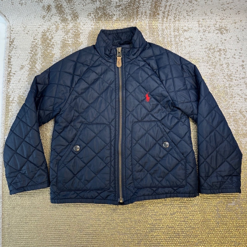 POLO RALPH LAUREN Toddler Boys Navy Blue Quilted Lightweight Jacket Preppy 4T